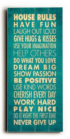 House Rules - Have Fun - Wood Wall Decor by Drew Patterson 10 X 24