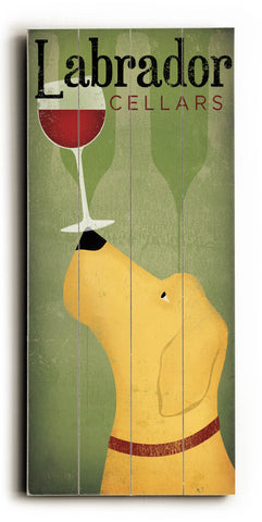 Labrador Wine Dog - Wood Wall Decor by Ryan Fowler 10 X 24