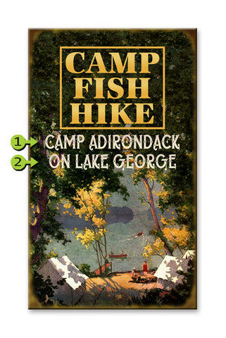 Camp Fish Hike Wood 28x48