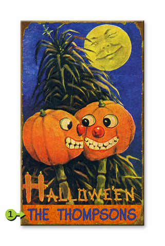 Two Pumpkins Halloween Metal 28x48