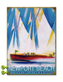 White Sails and Motor Boat Metal 28x38