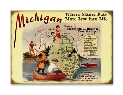 Michigan Travel Sign Wood 17x23