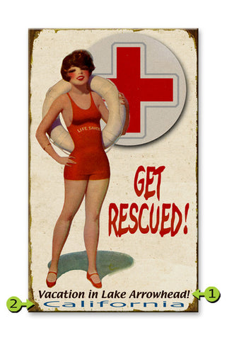 Get Rescued! Female Lifeguard Wood 28x48