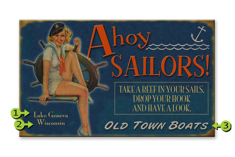 Ahoy Sailors Girl Metal 28x48