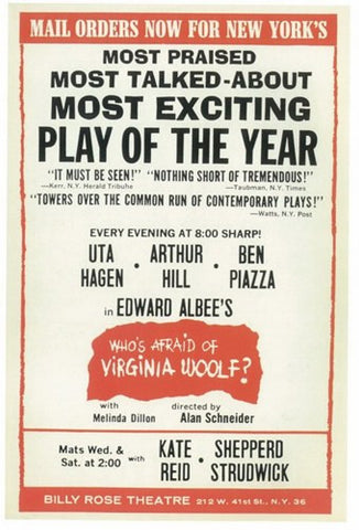 Who's Afraid Of Virginia Woolf? (Broadway) Movie Poster Print