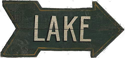 ArtFuzz Green Lake Vintage Custom Wood Sign Wood Sign 14x30