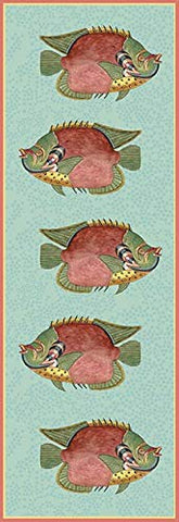 ArtFuzz Very Fishy Blue Vertical Panel 1 Wood Sign Size 14x40 Large Special