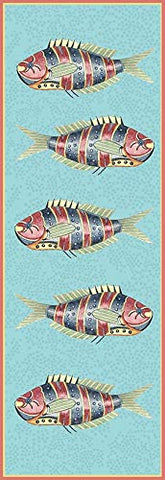 ArtFuzz Very Fishy Vlue Vertical Panel 1 Wood Sign 11x32 Special