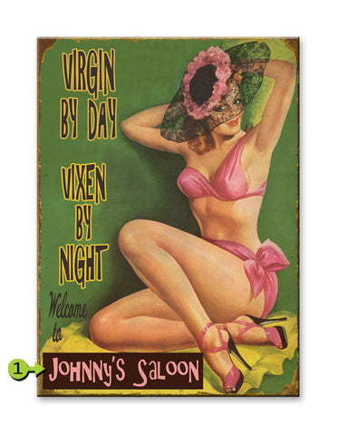 Virgin by Day, Vixen by Night Metal 17x23