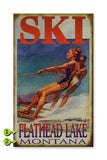 Water Ski Couple Metal 28x48