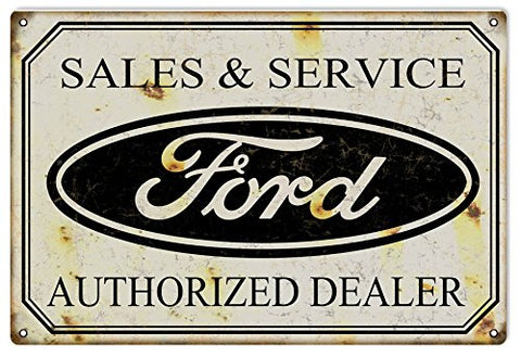 ArtFuzz Ford Auto Dealer Reproduction Garage Shop Man Cave Metal Sign 18x30