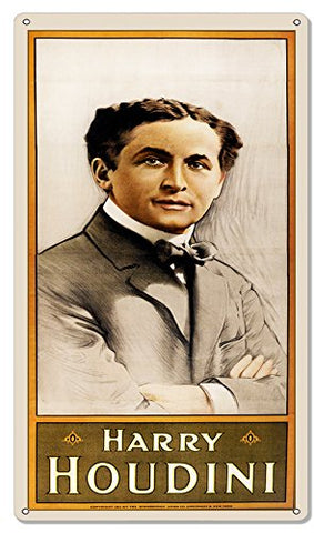 ArtFuzz Harry Houdini Reproduction Magician Large Metal Sign 12x24