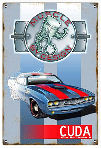 Cuda Muscle Car Hot Rod Reproduction Garage Art Metal Sign 18x30