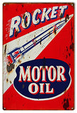 ArtFuzz Rocket Motor Oil Reproduction Gas Station Man Cave Metal Sign 18x30