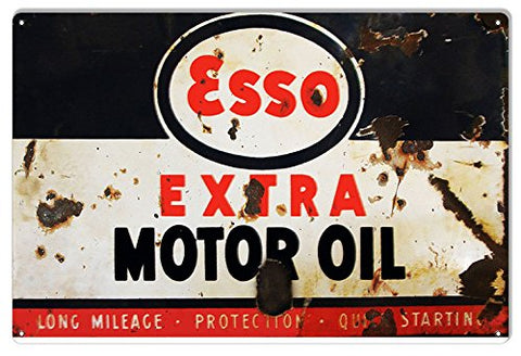 ArtFuzz ESSO Extra Motor Oil Reproduction Gas Station Metal Sign 18x30