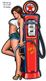 ArtFuzz Texaco Pump Pin Up Girl Cut Out Metal Sign by Steve McDonald 16x29