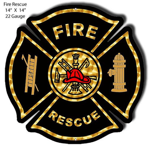 Fire Rescue Cut Out Wall Art Metal Sign by Steve McDonald 14x14