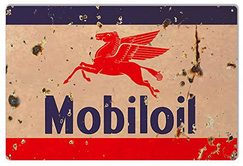 ArtFuzz Mobiloil Pegasus Reproduction Gas Station Metal Sign 18x30