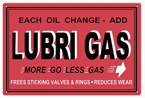 ArtFuzz Lubri Gas Motor Oil Reproduction Garage Shop Metal Sign 18x30