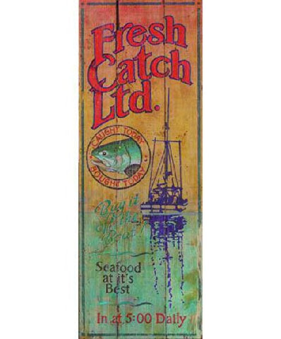 Custom Fresh Catch Ltd Vintage Style Wooden Sign