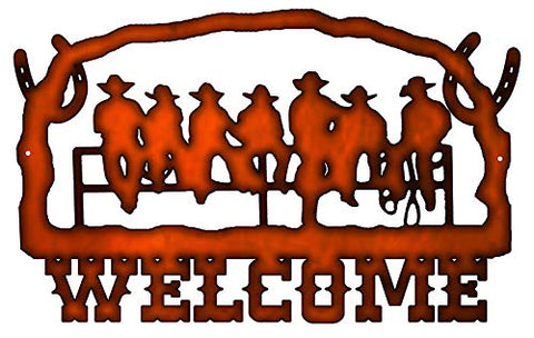 ArtFuzz Welcome Cowboys Cut Out Faux Copper Finish Metal Sign 14x22.2