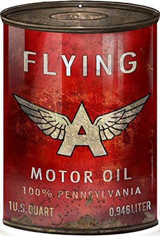 ArtFuzz Flying A Gas Station Reproduction Motor Oil Can Metal Sign 12x18