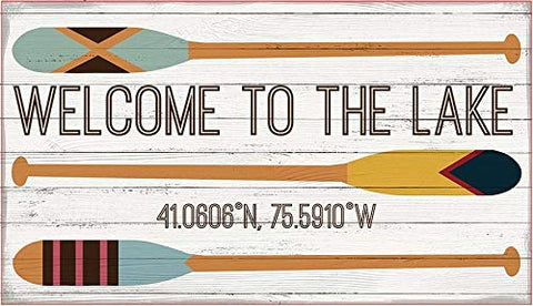 ArtFuzz Welcome to The Lake Oars Wood Sign 15x26 Special