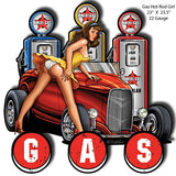 ArtFuzz Gas Hot Rod Pin Up Girl Cut Out Metal Sign by Steve McDonald 23x23.5