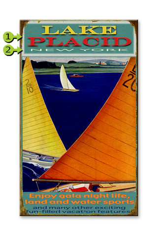 Colorful Gala Sailboats (Lake) Wood 14x24