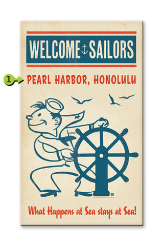 Welcome Sailors/What Happens at Sea Metal 14x24