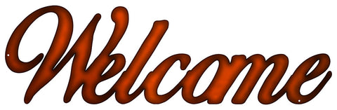 ArtFuzz Welcome Laser Cut Out Faux Copper Finish Metal Sign 7.5x23.5