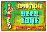 ArtFuzz Beer Zone Caution Man Cave Metal Sign by Phil Hamilton 12x18