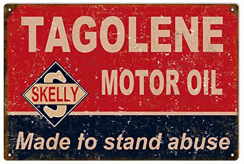 ArtFuzz Tagolene Skrlly Gas Station Reproduction Motor Oil Metal Sign 18x30