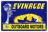 Evinrude Motors Garage Art Hunting and Fishing Metal Sign 12x18