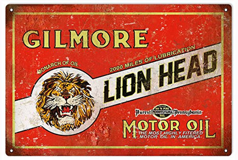 ArtFuzz Lion Head Gas Station Reproduction Garage Shop Metal Sign 18x30