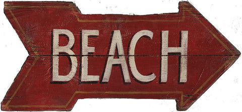 ArtFuzz Red Beach Arrow Vintage Custom Wood Sign Wood Sign 14x30