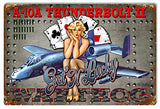 ArtFuzz Airplane Get N Lucky Pin Up Girl Sign by Steve McDonald 12x18