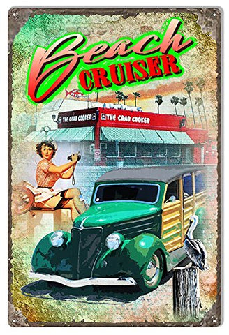 Beach Cruiser Garage Art Metal Sign by Phil Hamilton 12x18