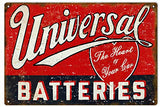 ArtFuzz Batteries Universal Gas Station Reproduction Garage Metal Sign 18x30