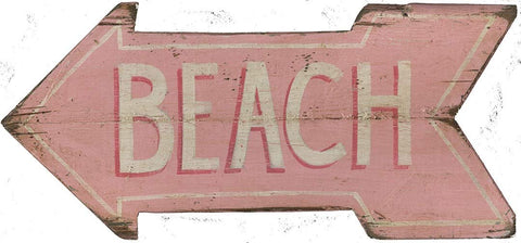 ArtFuzz Pink Beach Arrow Vintage Custom Wood Sign Wood Sign 14x30