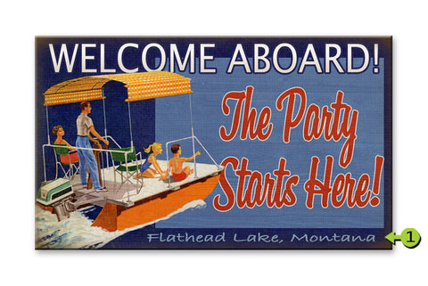 Welcome Aboard Pontoon Boat Party (Location Only) Wood 23x39