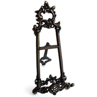 LARGE ORNATE BRONZE FINISH TALL IRON PICTURE EASEL — Lots of Furniture