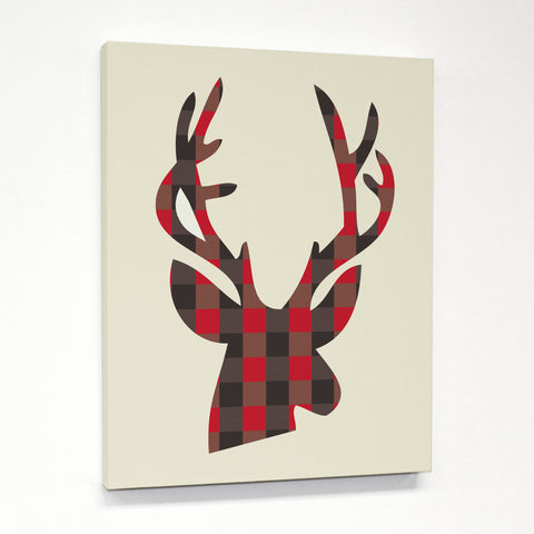 Plaid Reindeer Reversible Canvas by OBC 11 X 14