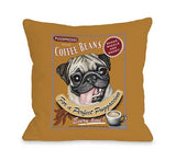 Puggaccino throw pillow by Retro Pets