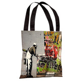 Graffiti Wallpaper Tote Bag by Banksy