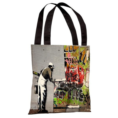 Graffiti Wallpaper Tote Bag by Banksy