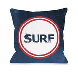 Surf - Navy Red Throw Pillow by