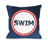 Swim - Navy Red Throw Pillow by