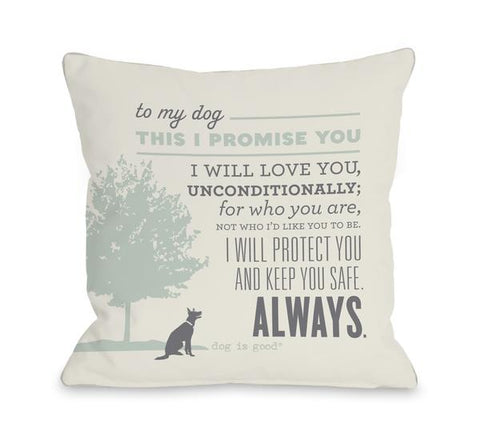 Promise Ivory throw pillow by Dog Is Good