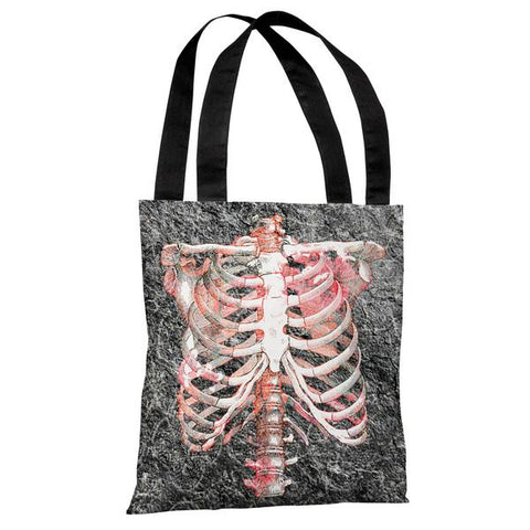 Ribbed - Gray Red Tote Bag by